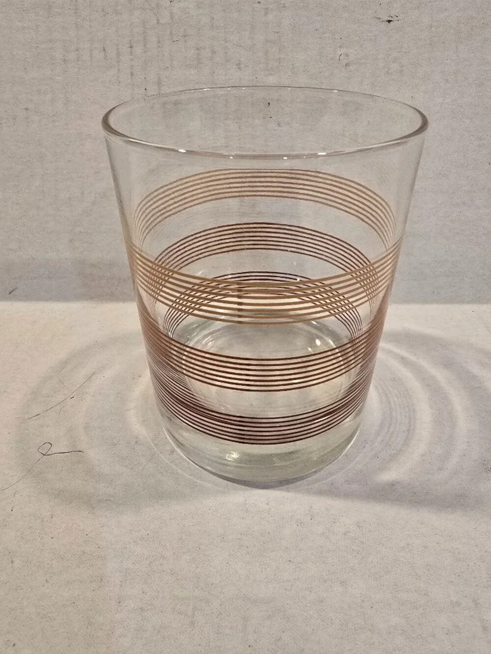 Vintage MCM Towle Brown Striped Glass Low-ball Rocks 1950s 4